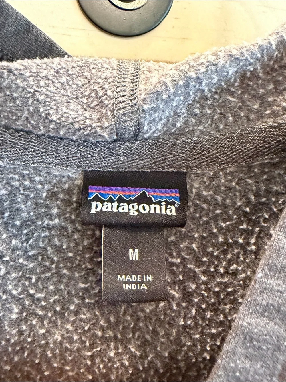 Patagonia Men's Zip-Up Hoodie in Charcoal with Blue Accent Logo